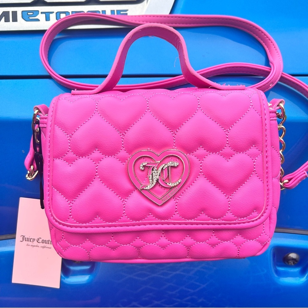 Juicy couture mini hot pink crossbody heart bag - Picture 1 of 7